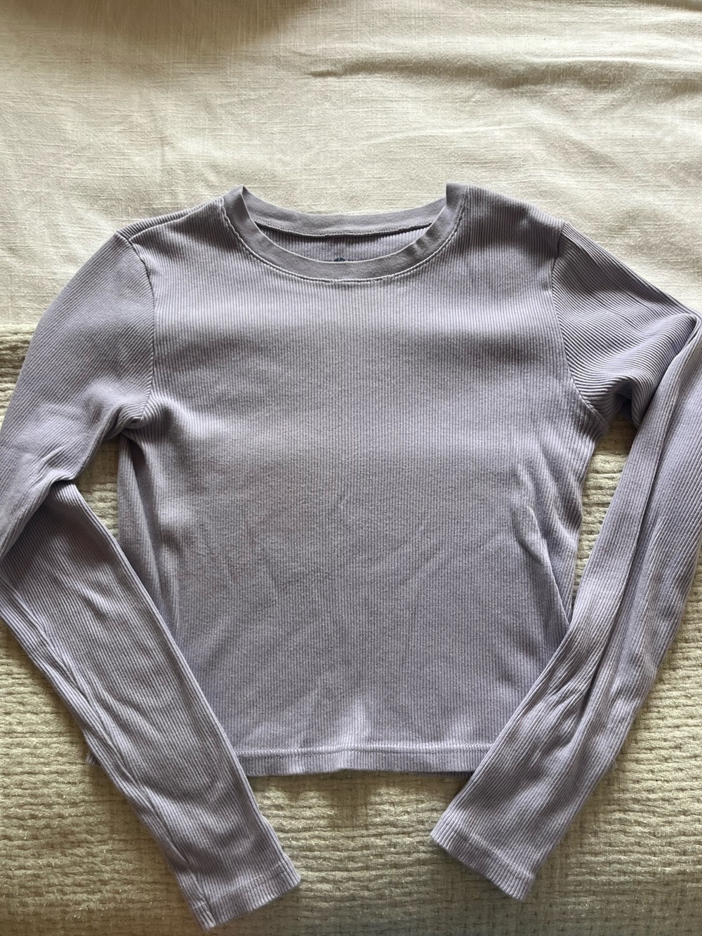 Brandy Melville Ribbed Long Sleeve Top - Light Lavender